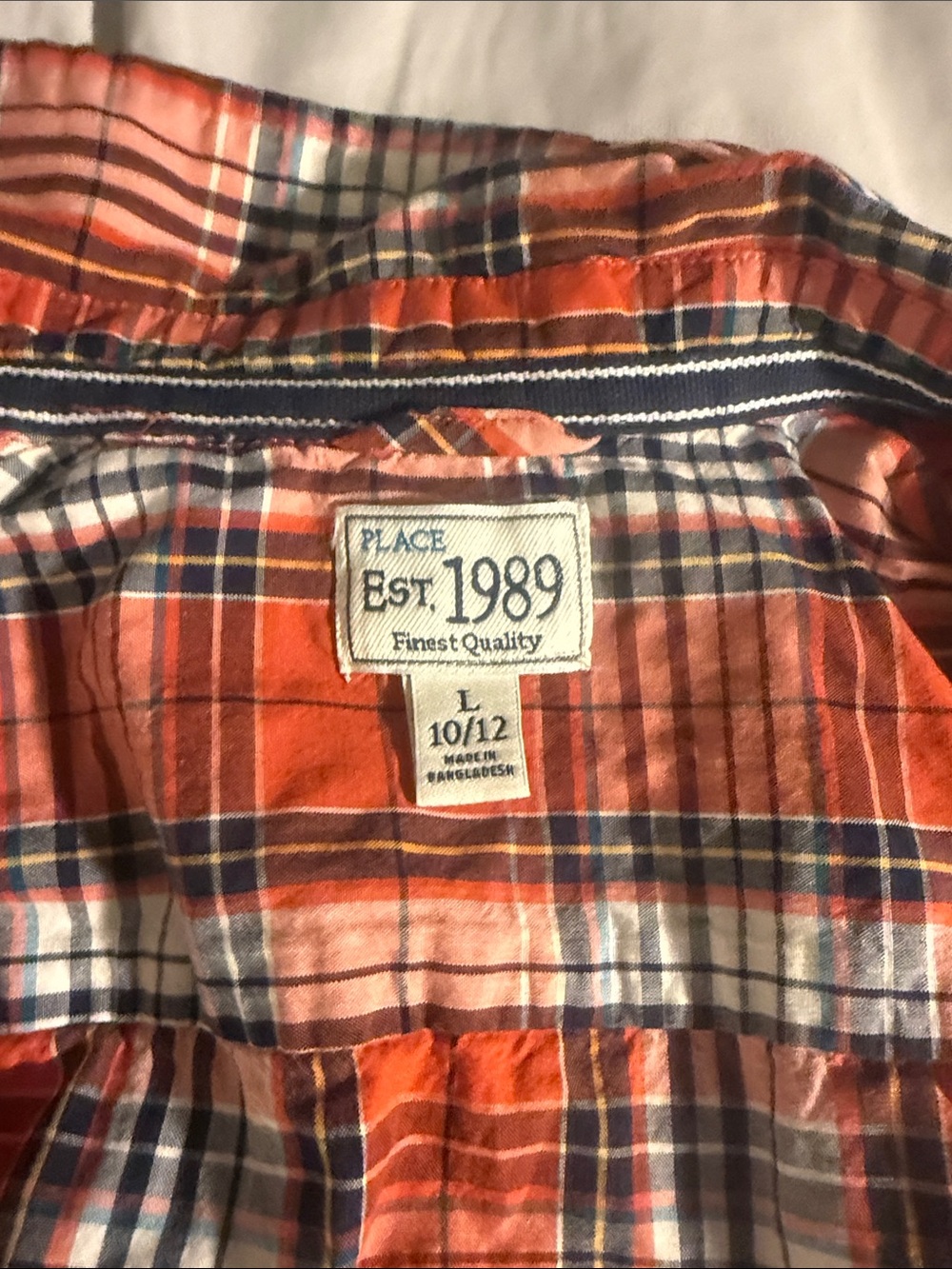 Place Orange Plaid Button-Up Shirt
